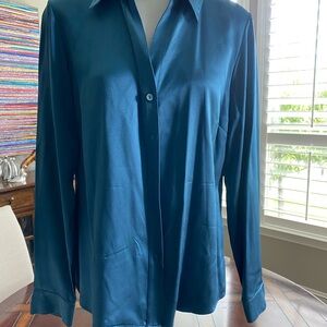 Lafayette 148 New York Teal Silk Shirt